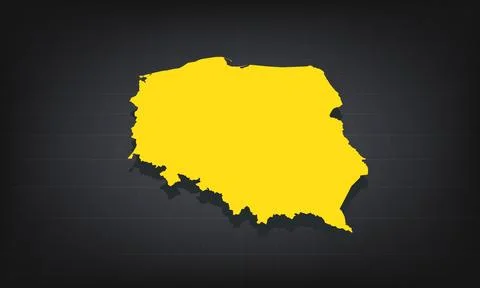 Yellow 3D Map of poland on a Dark Background, Displaying Geographical Shape.. Stock Illustration