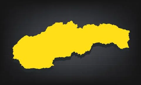 Yellow 3D Map of slovakia on a Dark Background, Displaying Geographical Sha.. Stock Illustration