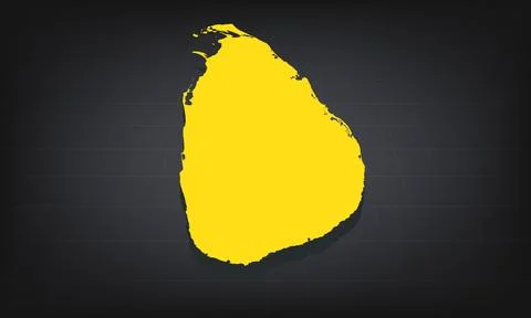 Yellow 3D Map of sri Lanka on a Dark Background, Displaying Geographical Sh.. Stock Illustration