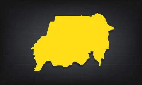 Yellow 3D Map of sudan on a Dark Background, Displaying Geographical Shape .. Stock Illustration