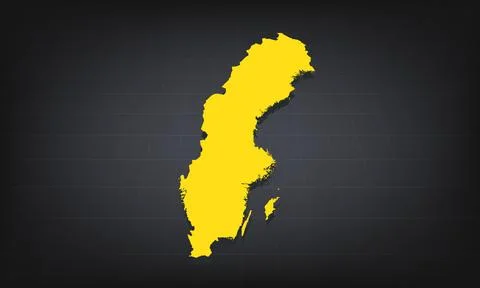 Yellow 3D Map of sweden on a Dark Background, Displaying Geographical Shape.. Stock Illustration