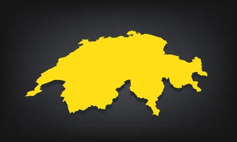 Yellow 3D Map of switzerland on a Dark Background, Displaying Geographical .. Stock Illustration