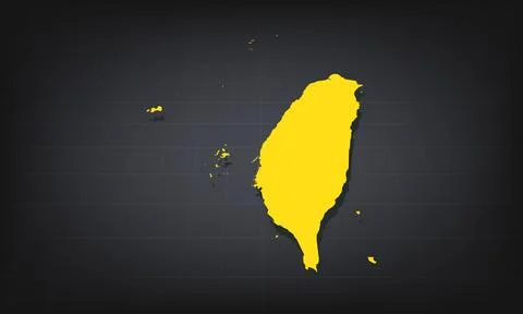 Yellow 3D Map of taiwan on a Dark Background, Displaying Geographical Shape.. Stock Illustration