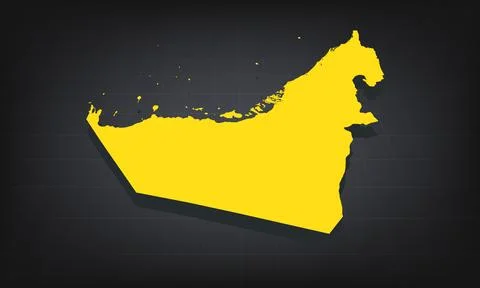 Yellow 3D Map of united Arab Emirates on a Dark Background, Displaying Geog.. Stock Illustration