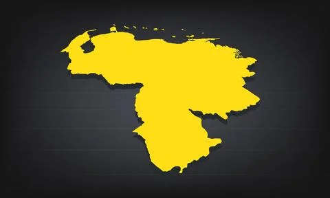 Yellow 3D Map of venezuela on a Dark Background, Displaying Geographical Sh.. Stock Illustration