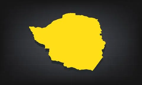 Yellow 3D Map of zimbabwe on a Dark Background, Displaying Geographical Sha.. Stock Illustration