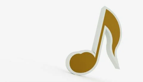 Yellow 3d music note concept on white background Illustrazione stock