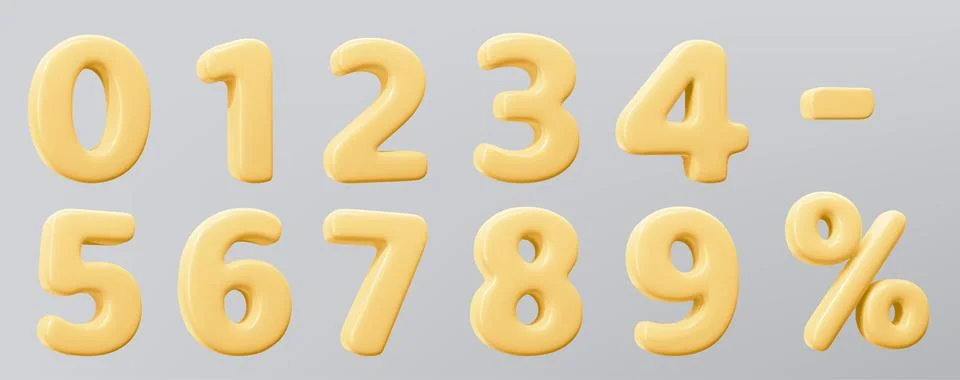 Yellow 3d numbers collection 库存插图