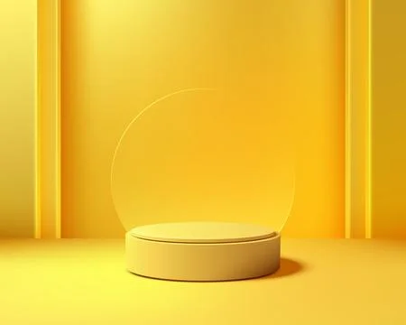Yellow 3d podium abstract background with modern minimalist stage for produ.. Stock Illustration