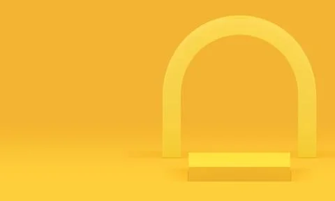 Yellow 3d podium with arch shape wall background for presentation realistic v Ilustración de archivo