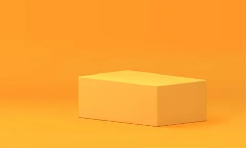 Yellow 3d podium rectangle display pedestal modern empty showroom isometric.. Stock Illustration