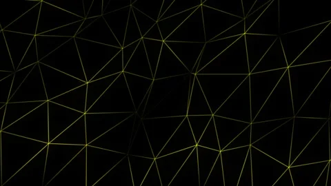 Yellow 3d polygon mesh dots and lines, Technology futuristic black background Stock Footage 295936200