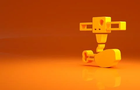 Yellow 3D printer chicken leg icon isolated on orange background. 3d printing イラスト素材