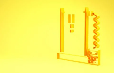 Yellow 3D printer icon isolated on yellow background. Minimalism concept. 3d  库存插图