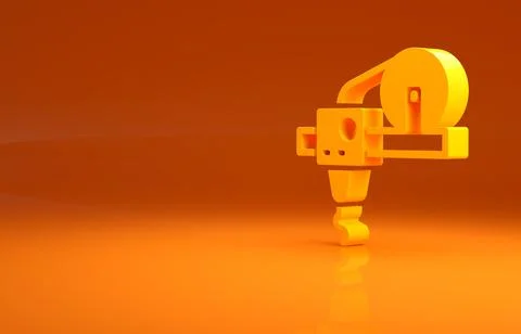Yellow 3D printer icon isolated on orange background. 3d printing. Minimalism イラスト素材