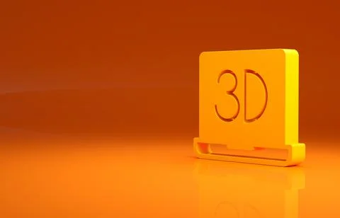 Yellow 3D printer icon isolated on orange background. 3d printing. Minimalism Illustrazione stock