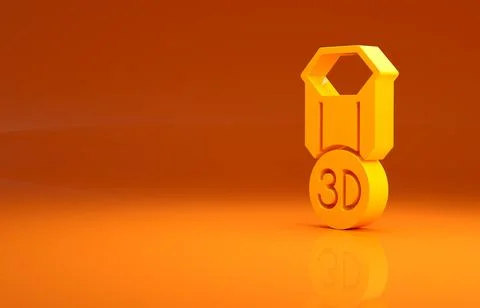 Yellow 3D printer icon isolated on orange background. 3d printing. Minimalism 库存插图