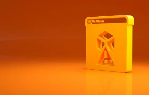 Yellow 3D printer icon isolated on orange background. 3d printing. Minimalism 库存插图