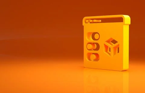 Yellow 3D printer icon isolated on orange background. 3d printing. Minimalism 스톡 일러스트