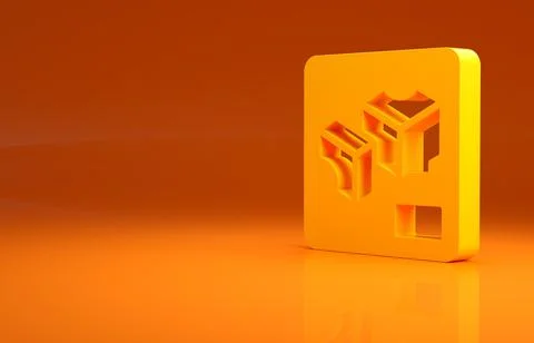 Yellow 3D printer icon isolated on orange background. 3d printing. Minimalism 스톡 일러스트