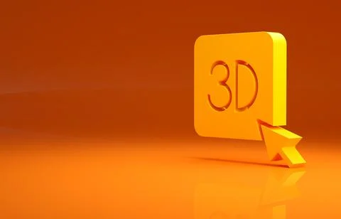 Yellow 3D printer icon isolated on orange background. 3d printing. Minimalism 库存插图