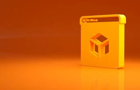 Yellow 3D printer icon isolated on orange background. 3d printing. Minimalism Stock Illustration