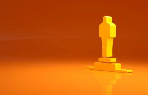 Yellow 3D printer model icon isolated on orange background. 3d printing Stock Illustration