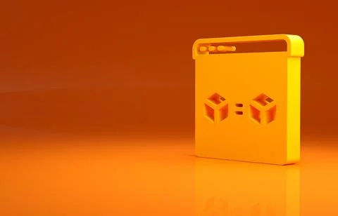 Yellow 3D printer perfect copy icon isolated on orange background. 3d printing イラスト素材