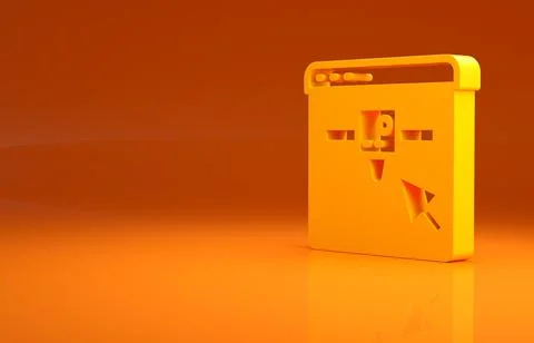 Yellow 3D printer setting icon isolated on orange background. 3d printing 库存插图