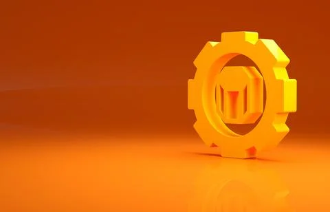 Yellow 3D printer setting icon isolated on orange background. 3d printing イラスト素材