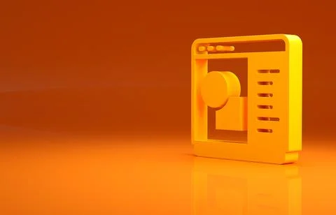 Yellow 3D printer software icon isolated on orange background. 3d printing Stock Illustration