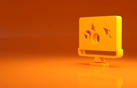 Yellow 3D printer software icon isolated on orange background. 3d printing Stock Illustration