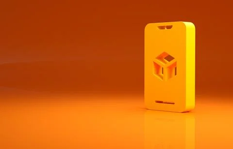 Yellow 3D printer software icon isolated on orange background. 3d printing Stock Illustration