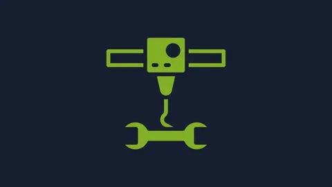 Yellow 3D printer wrench spanner icon isolated on blue background. 3d printing Video stock 232259930