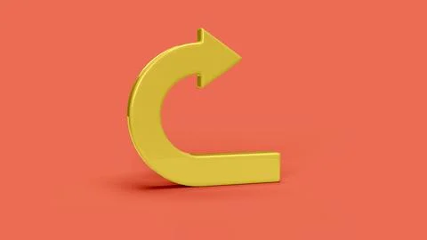 Yellow 3D return symbol on red backdrop Stock Illustration