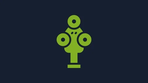 Yellow 3D scanner icon isolated on blue background. 4K Video motion graphic Video stock 232259867