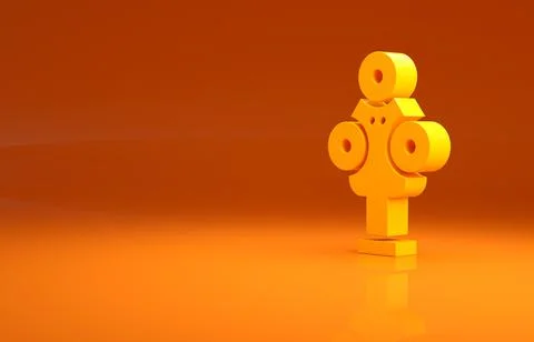 Yellow 3D scanner icon isolated on orange background. Minimalism concept. 3d イラスト素材