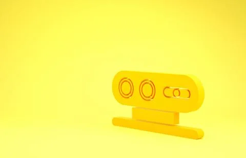 Yellow 3d scanning system icon isolated on yellow background. Minimalism conc 스톡 일러스트