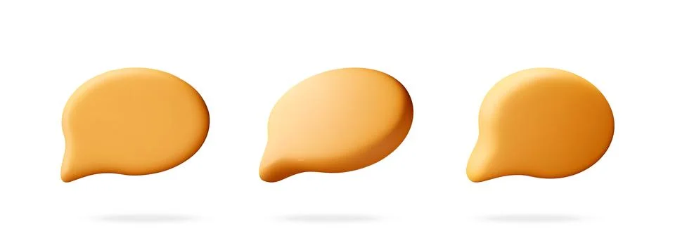 Yellow 3d speech bubble set isolated on white Illustrazione stock