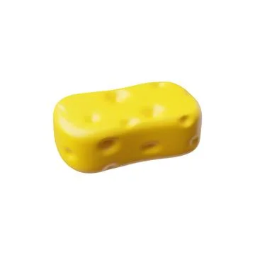 The yellow 3d sponge is designed for cleaning the bathroom on a white background Illustrazione stock