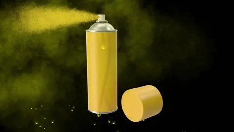 A yellow 3d spray paint on a black background 스톡 동영상 220304977
