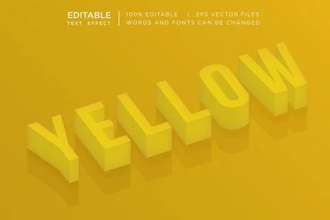 Yellow 3D Text Effect Editable Isometric Bright Typography Vector Style Stock Illustration