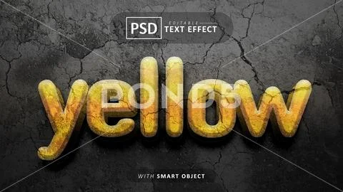 Yellow 3d text effect editable PSD Template
