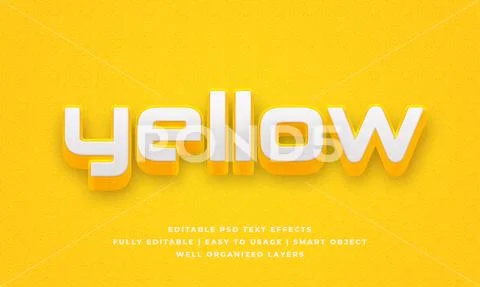 Yellow 3d text style effect mockup - PSD Template PSD Template