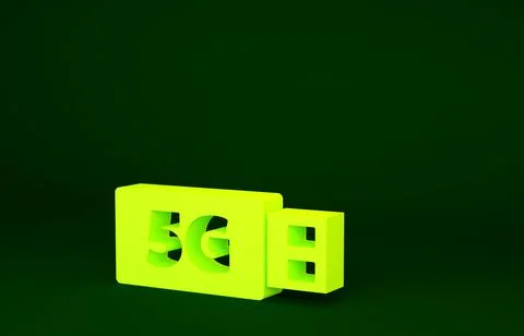 Yellow 5G modem for fast mobile Internet icon isolated on green background. G Illustrazione stock
