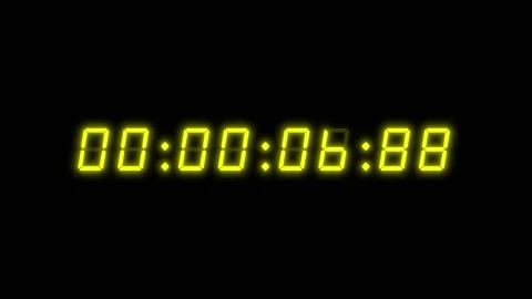 Yellow 60 second digital clock counting up to 1 minute Stock Footage 311806615