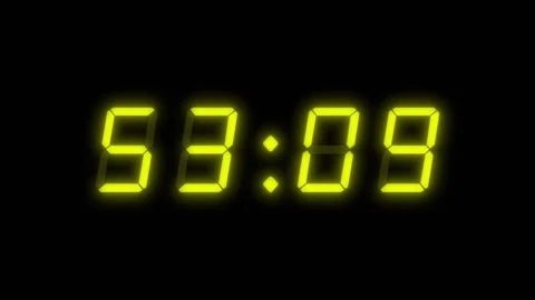 Yellow 60 second digital clock counting down Stock Footage 311806704