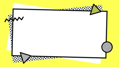 Yellow 90s style frame animation, with copy space and rotating shapes Stock Footage 144770388