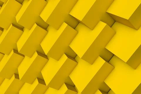 Yellow abstract 3D background consisting of many blocks Stock Illustration