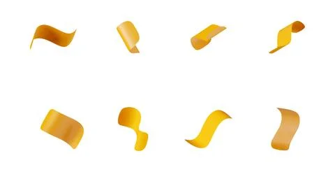 Yellow abstract 3d ribbon element set 스톡 일러스트